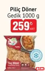 GEDİK PİLİÇ DÖNER 1000 G fiyat ve kampanya bilgisi